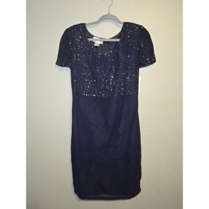 Vintage JMD New York Navy Dress Beaded By Hand - Elegant - Sz Small NEW W/ TAGS
